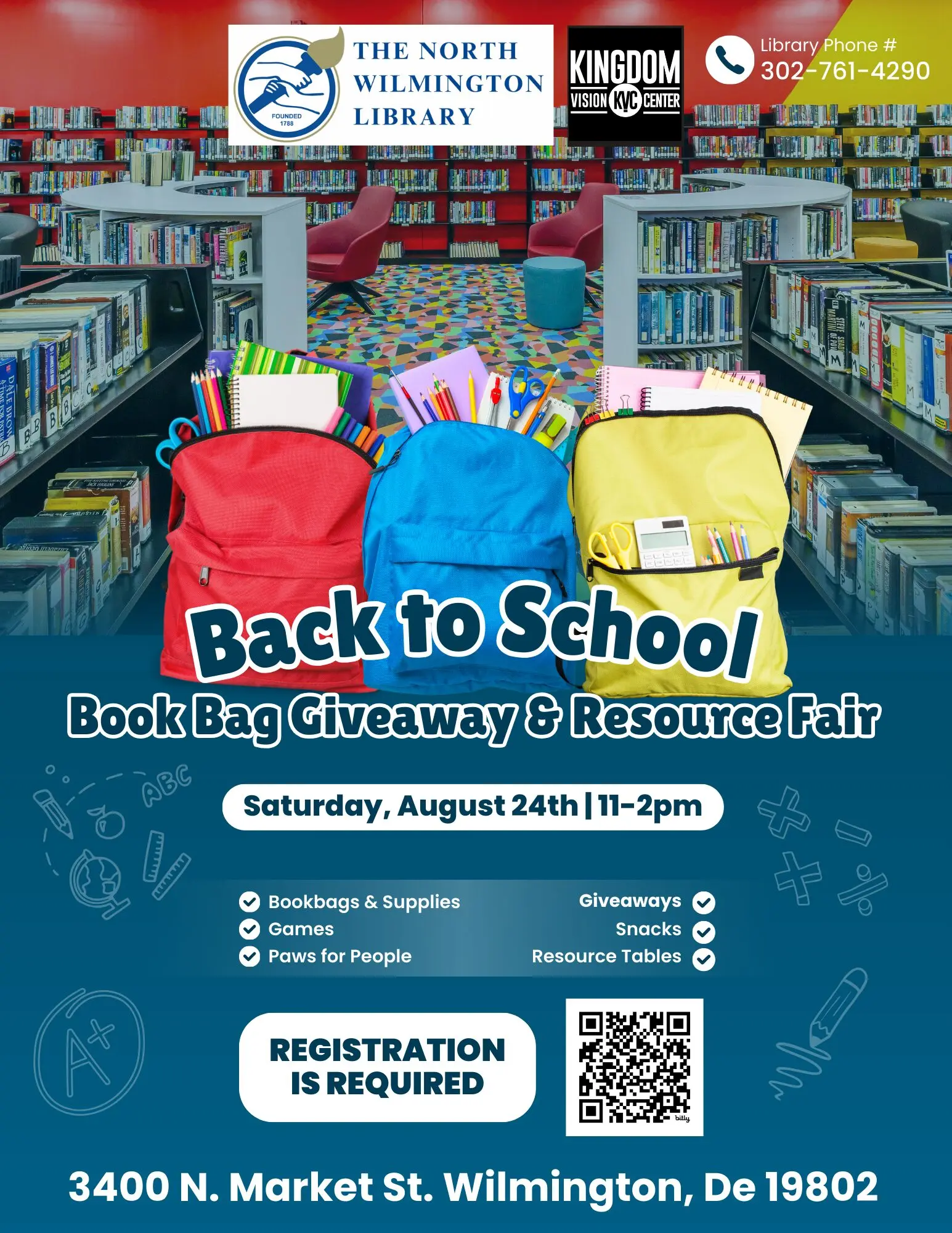 Back to School Book Bag Giveaway Resource Fair IN Wilmington